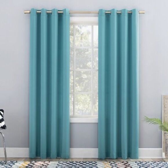 Solid Room Darkening Grommet Single Curtain Panel - Picture 1 of 5